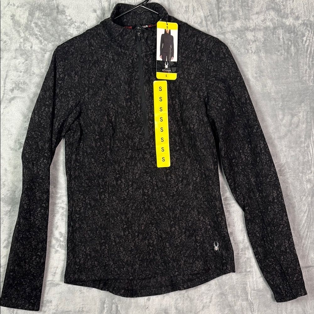 NWT New Spyder Active Soft Charcoal 1/4 Zip Pullover Top Size Small